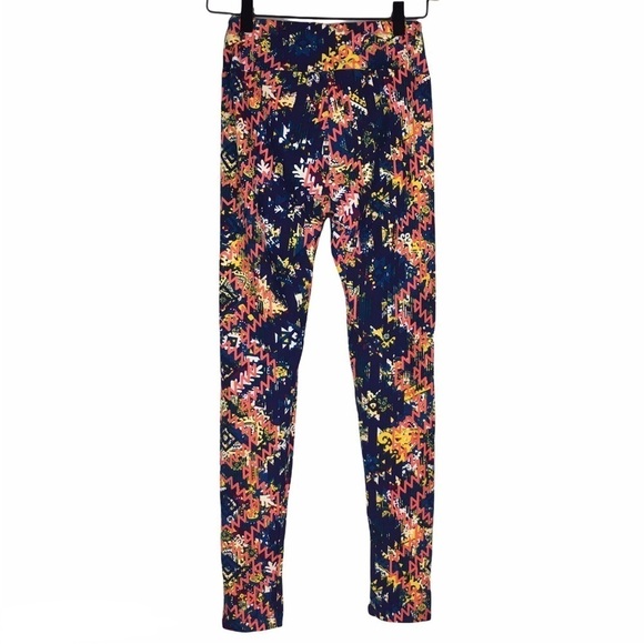 LULAROE Leggings OS One Size Aztec Southwestern Salmon Orange Blue Purple Yellow - Picture 4 of 9